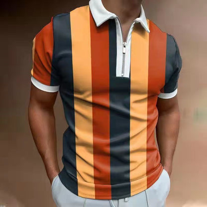 Striped Polo Neck T-Shirt