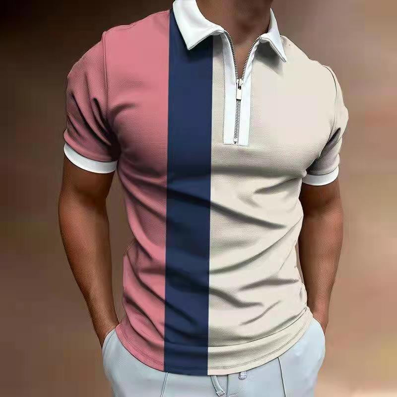 Striped Polo Neck T-Shirt