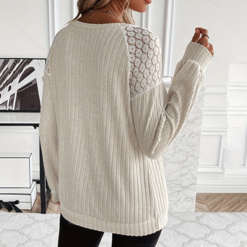 Elegant Lace Shoulder Sweater