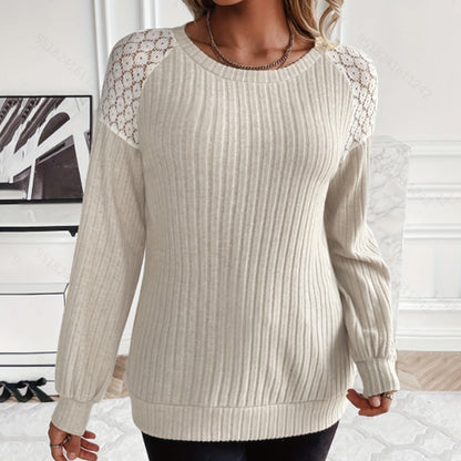 Elegant Lace Shoulder Sweater